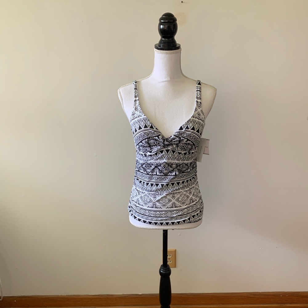 New Medium Black & White Liz Claiborne Swim Tank Top